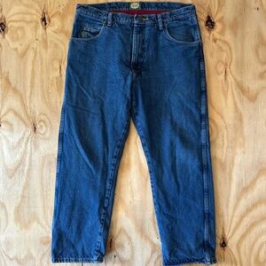 Cabela's Classic Straight Red Fleece Lined Cotton Blue Jeans